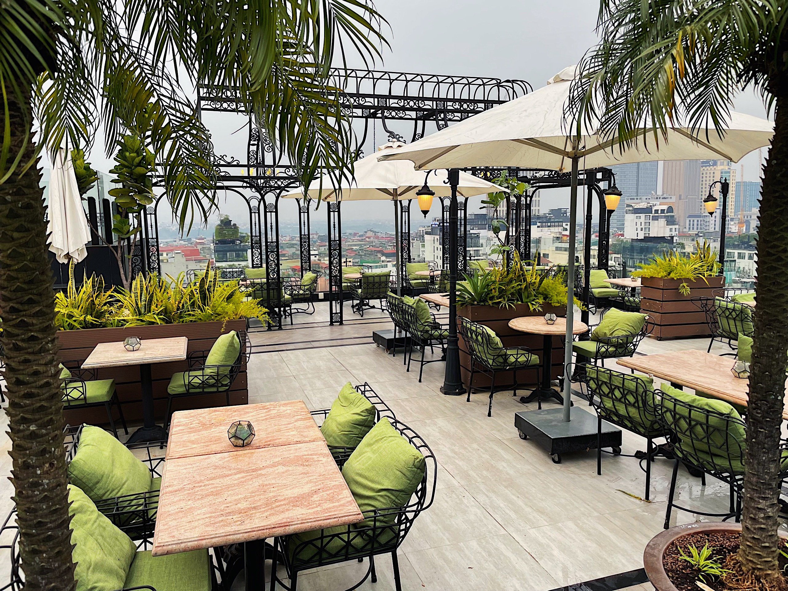 Rooftop terrace with city views